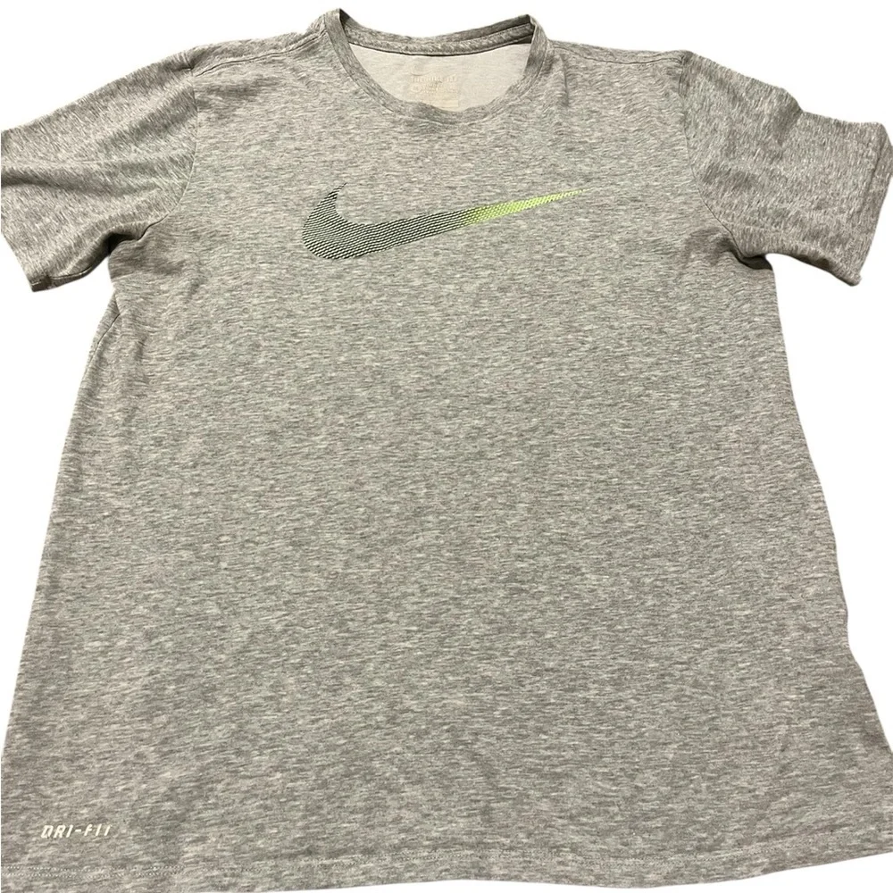 Nike Mens The Nike Tee Dri-Fit T Shirt With Black Green Logo